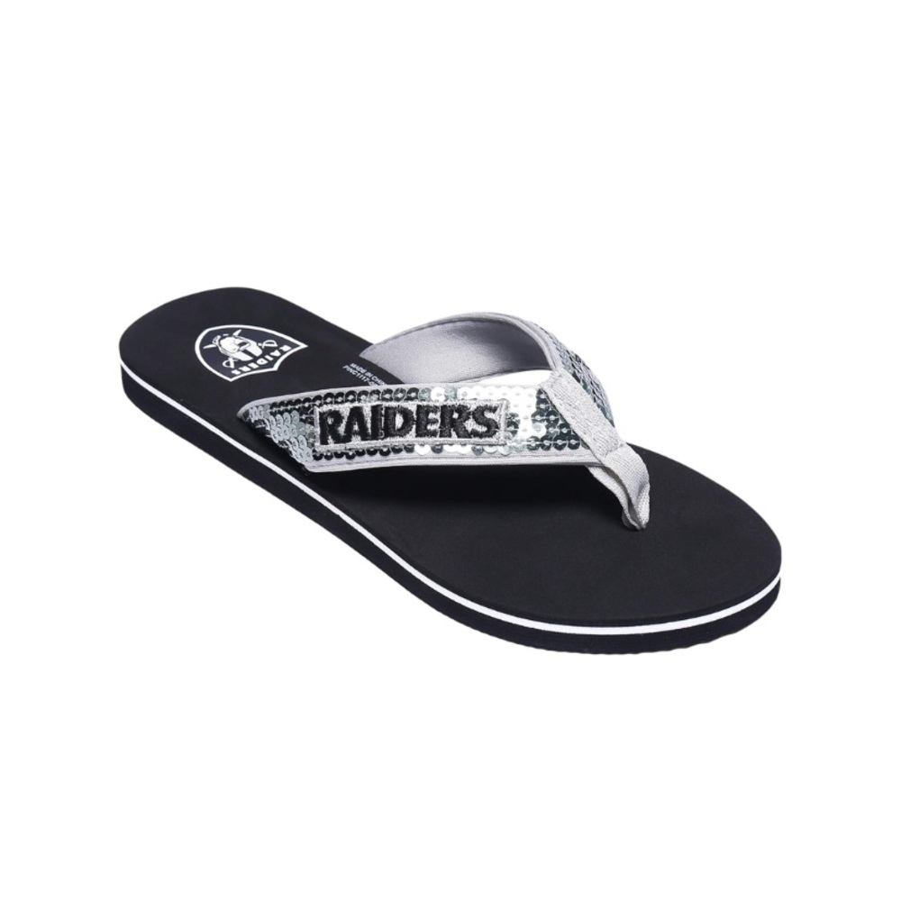 NFL Raiders Black and Silver Flip Flops - Picture 2 of 2
